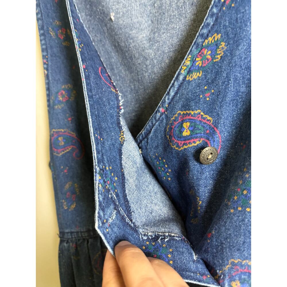 Saddlebred vintage 90s cottage momcore crossover front paisley denim jumper 16 - Picture 6 of 6